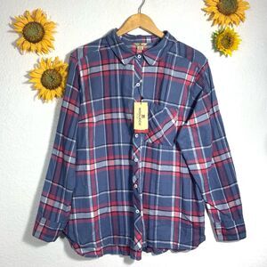 Woolrich NWT Womens Relaxed Fit Plaid Pocket Button Plus Size Shirt XXL